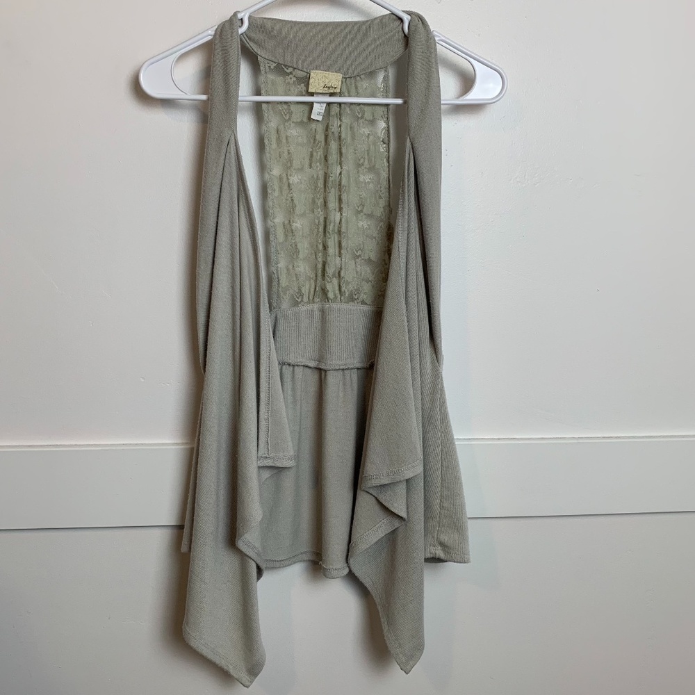 Daytrip Light Sage Green Sleeveless Drape Vest